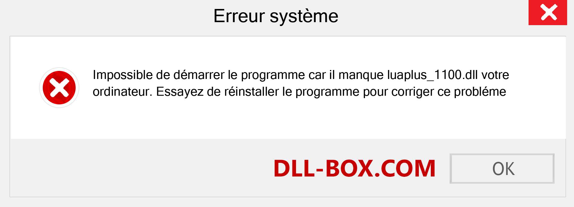 Le fichier luaplus_1100.dll est manquant ?. Télécharger pour Windows 7, 8, 10 - Correction de l'erreur manquante luaplus_1100 dll sur Windows, photos, images